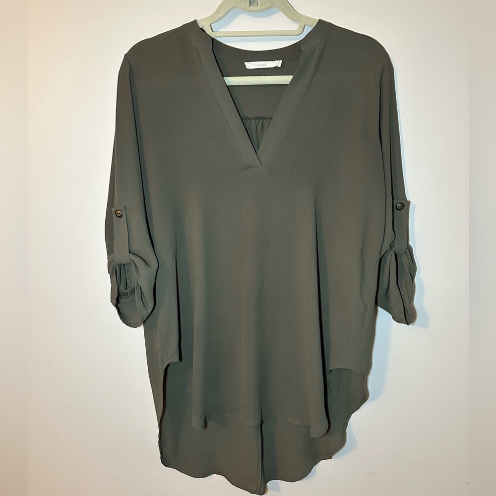 Olive green chiffon oversized blouse